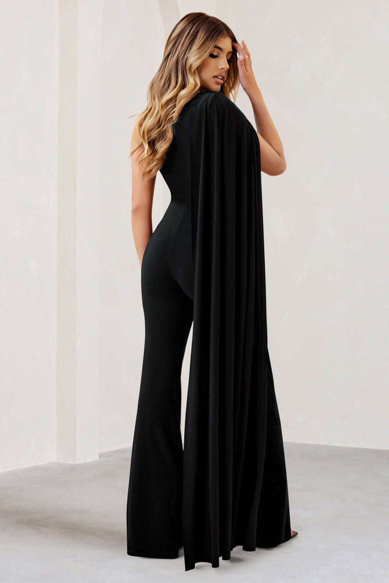 Long sleeve jumpsuit with cape sales