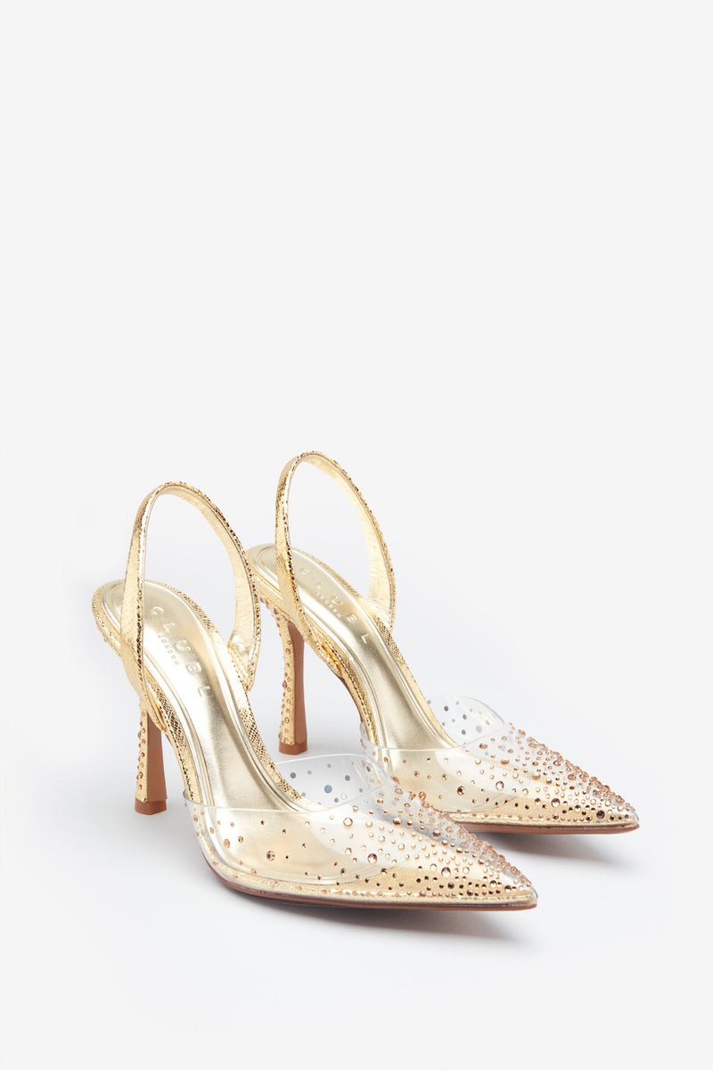 Gold slingback shoes hotsell