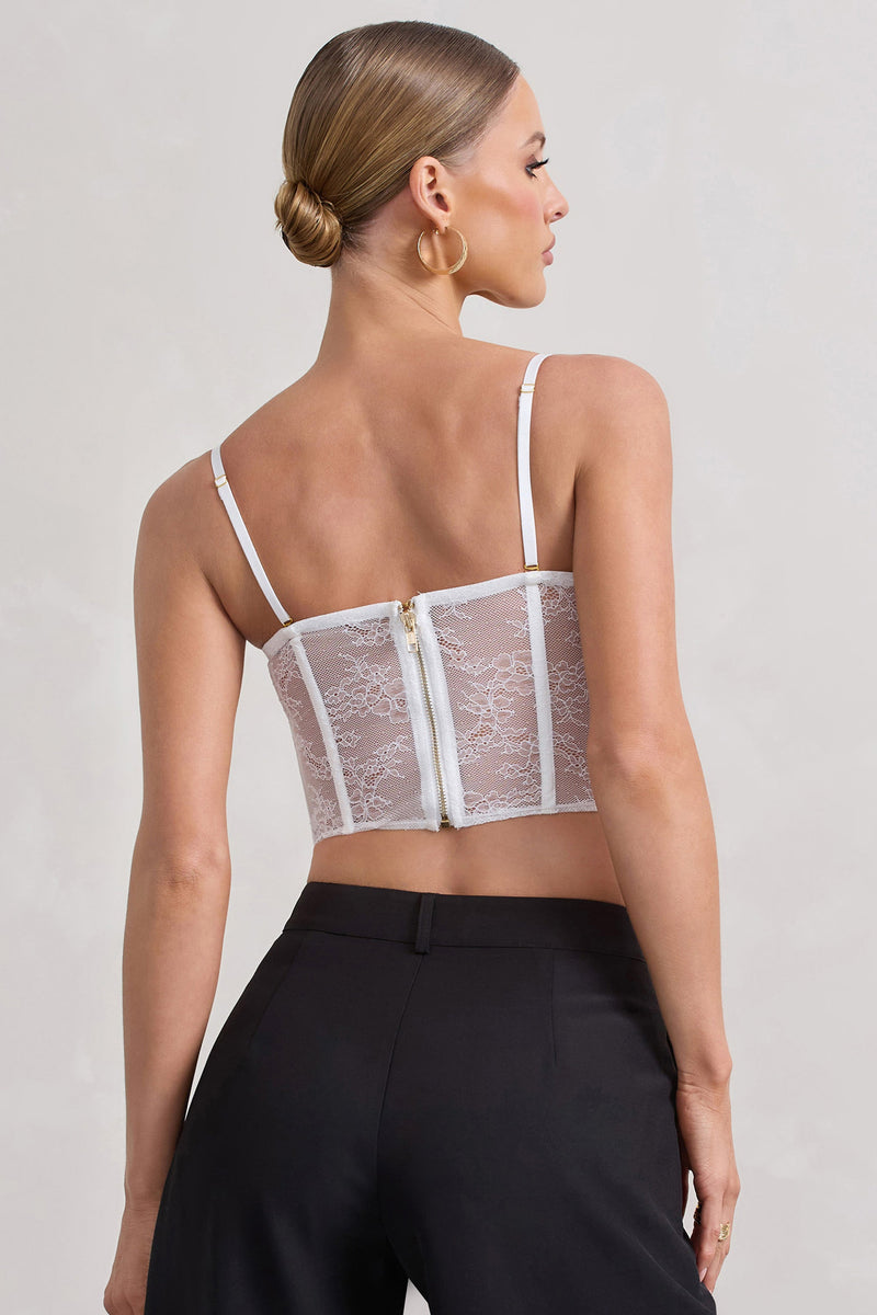 White lace corset crop top hot sale