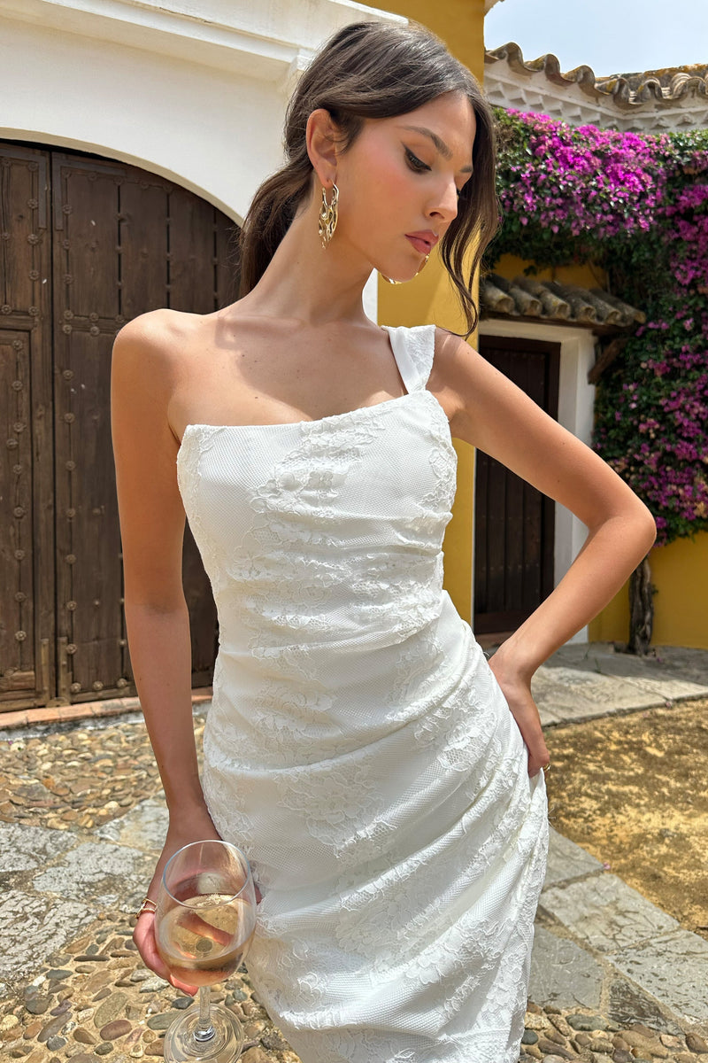 Dentelle White Lace Corset Wrap Midi Dress Club L London IRE