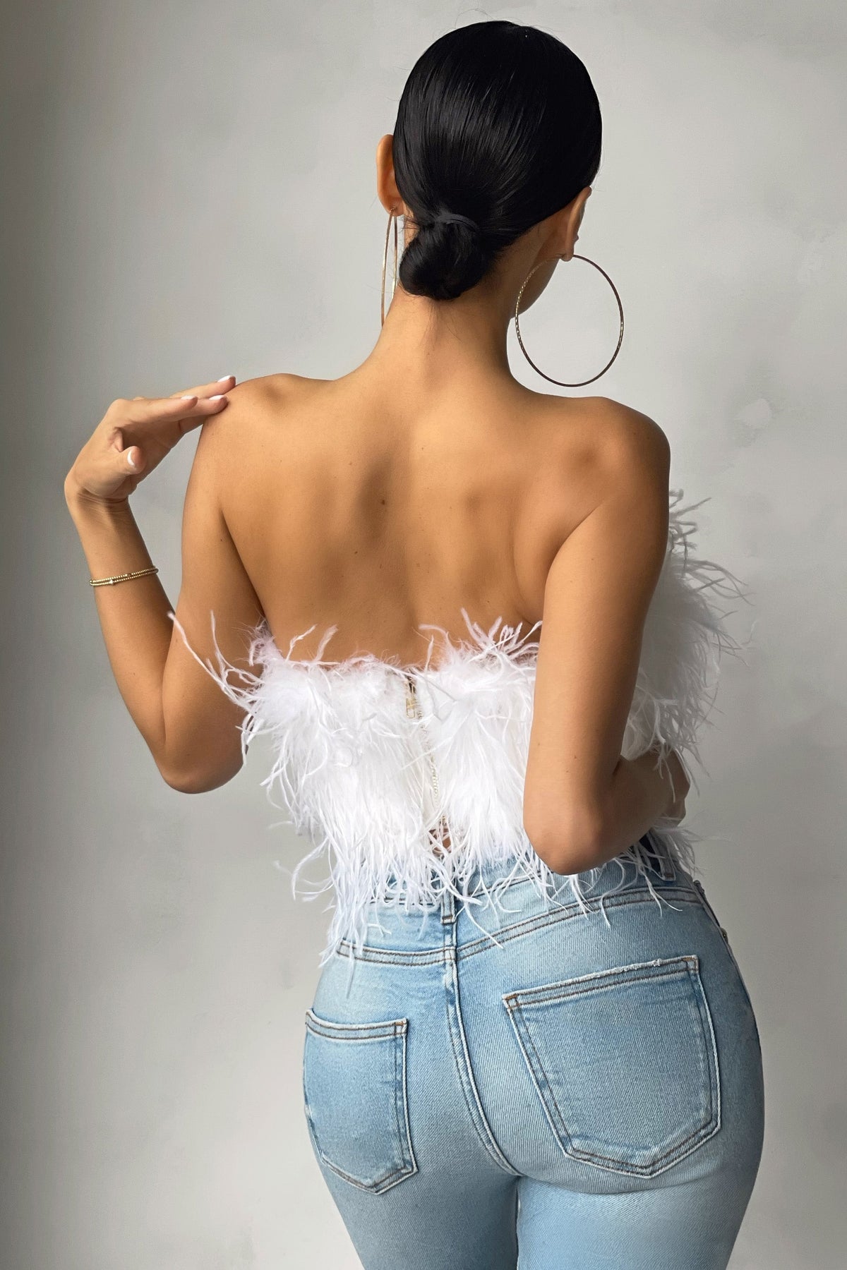White strapless deals crop