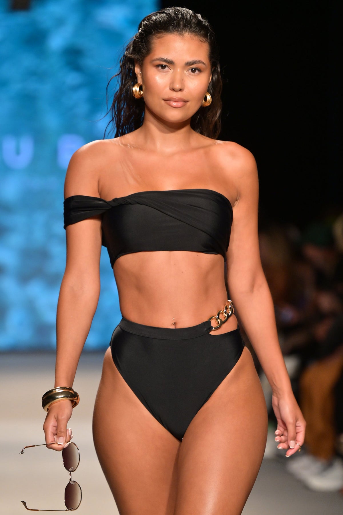 Dusk | Black Draped Bandeau Bikini Top