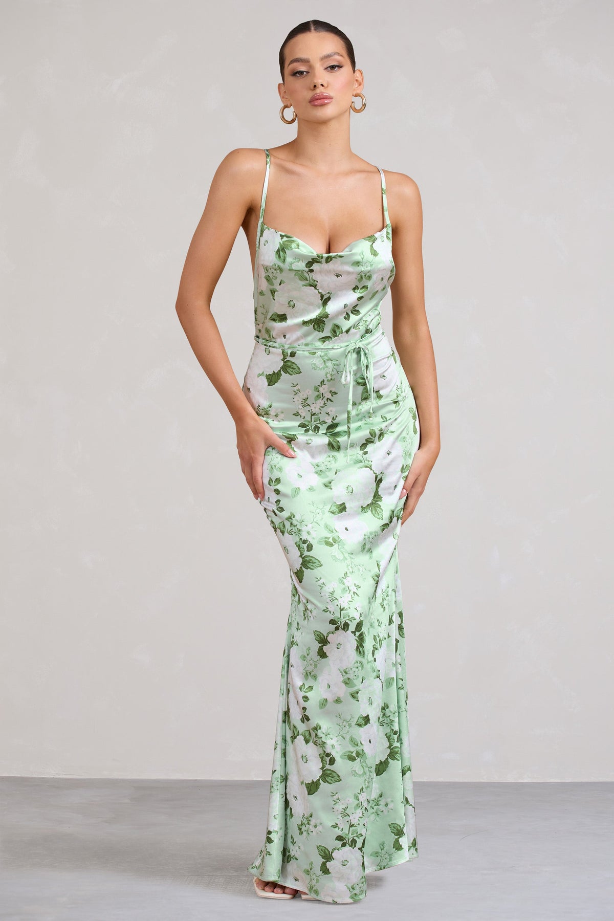 Mint green 2025 floral maxi dress