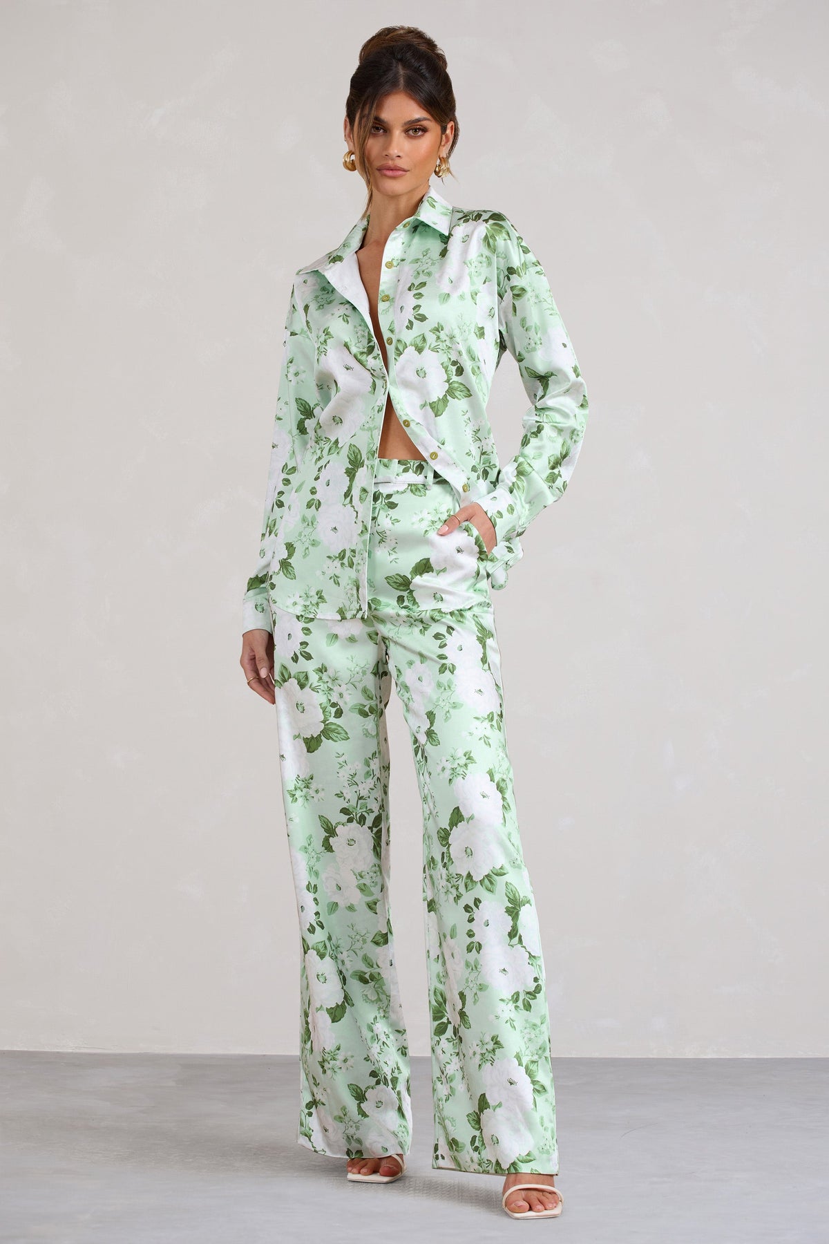 Green shop flower pants