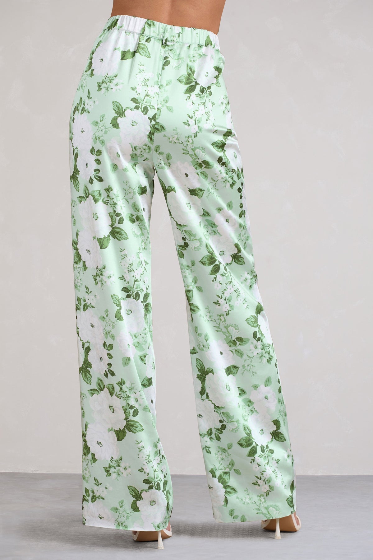 Green floral trousers shop