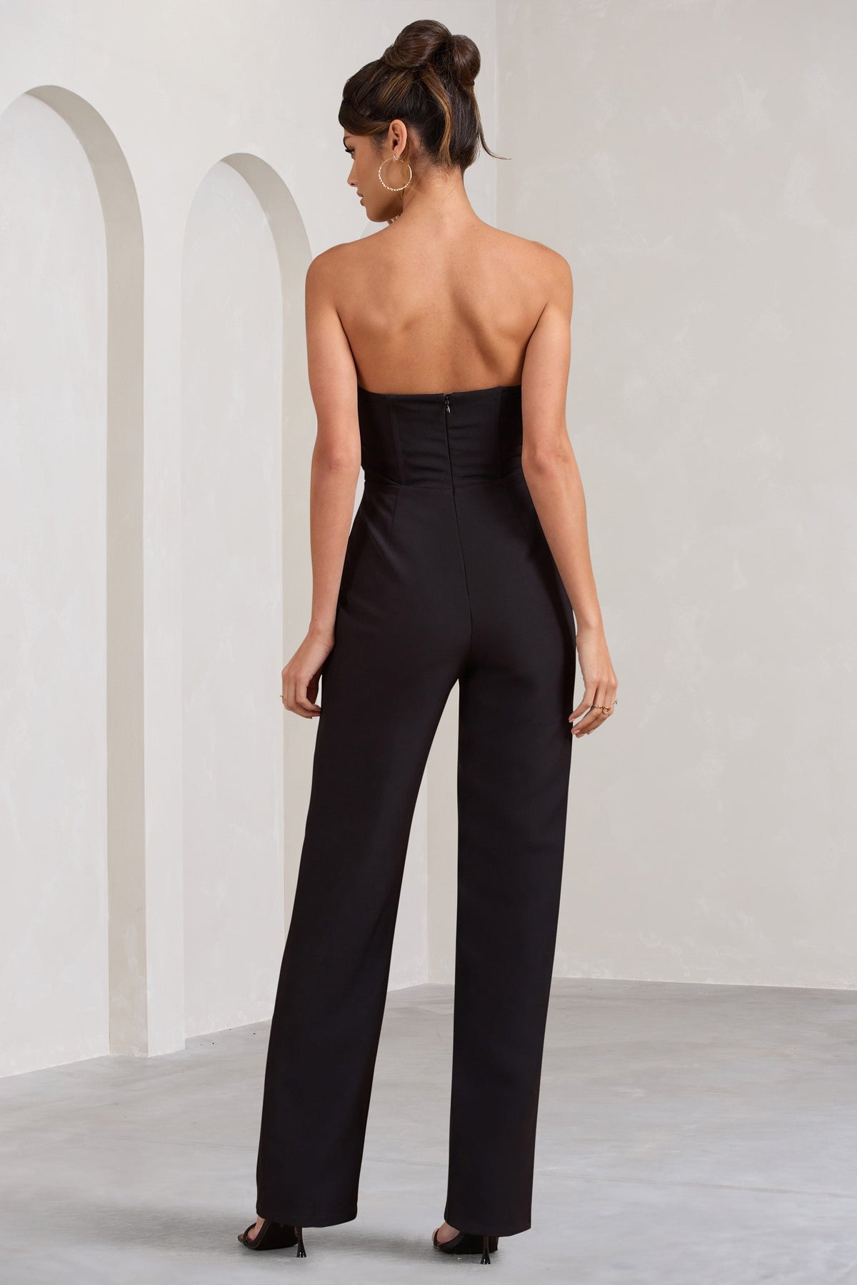 Bellezza Black Bandeau Corset Wide Leg Jumpsuit Club L London IRE