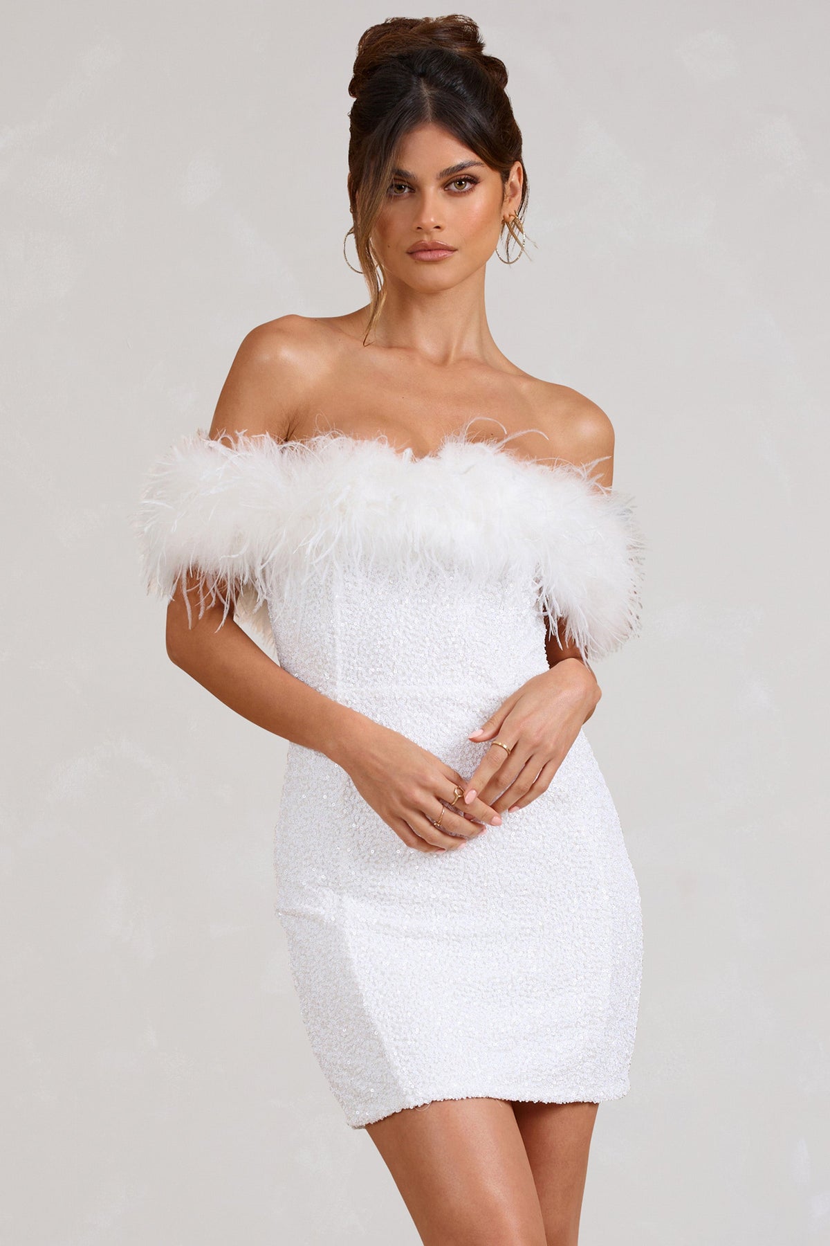 Fluffy trim dress hotsell