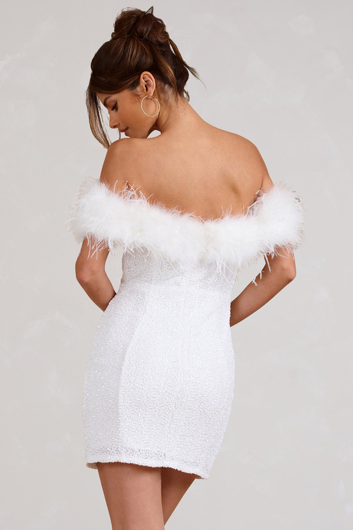 White feather bodycon dress sales