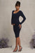 New Life | Navy Maternity Square Neck Ruched Midi Dress