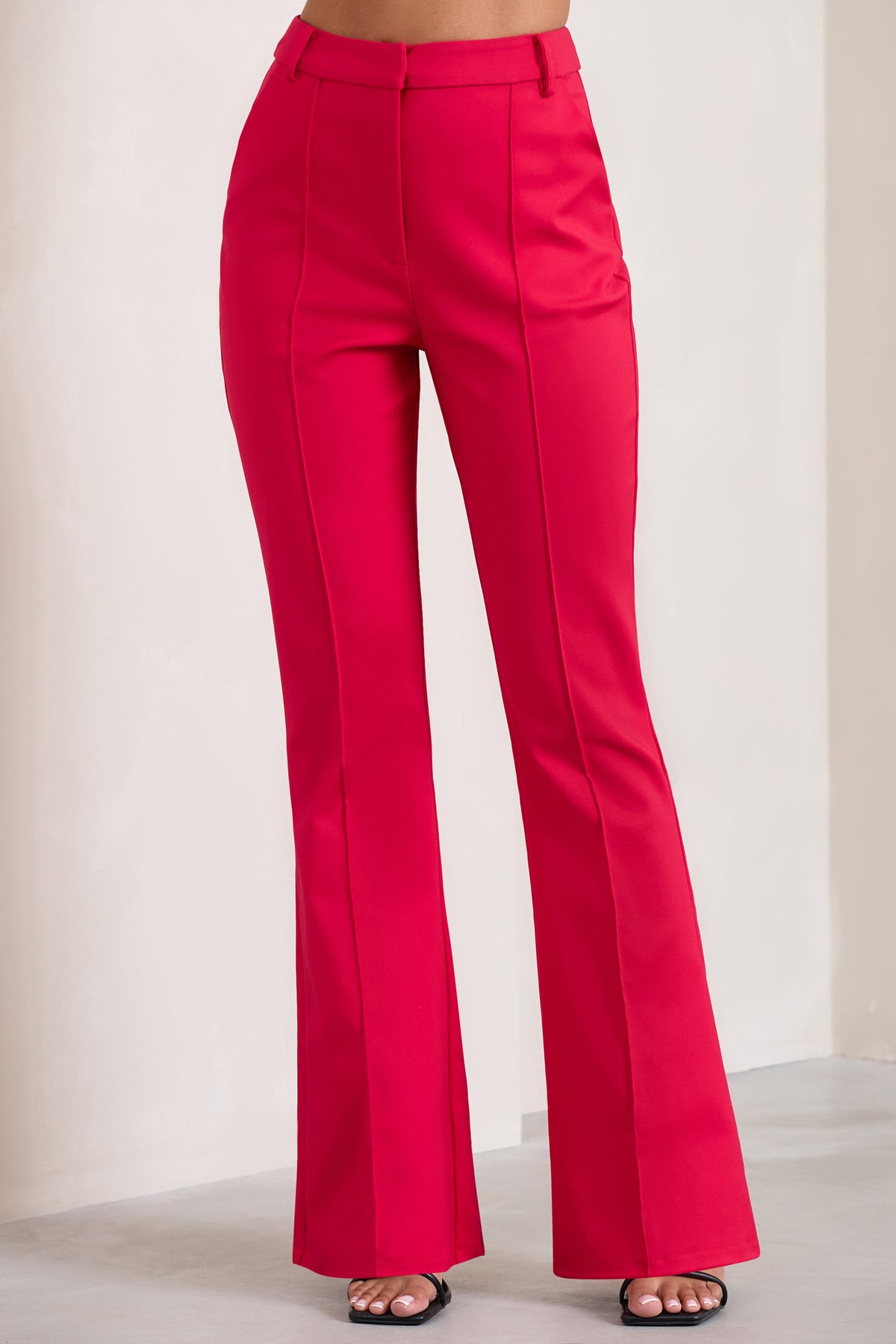 Kehlani Red High Waist Wide Leg Trousers Club L London IRE