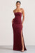 Belle of The Ball | Berry Bandeau Maxi Dress With Split Hem