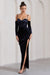 Meribel | Navy Velvet & Satin Long-Sleeved Corset Maxi Dress