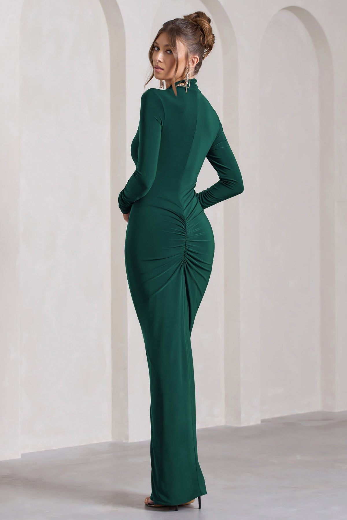 Bottle green maxi dress online
