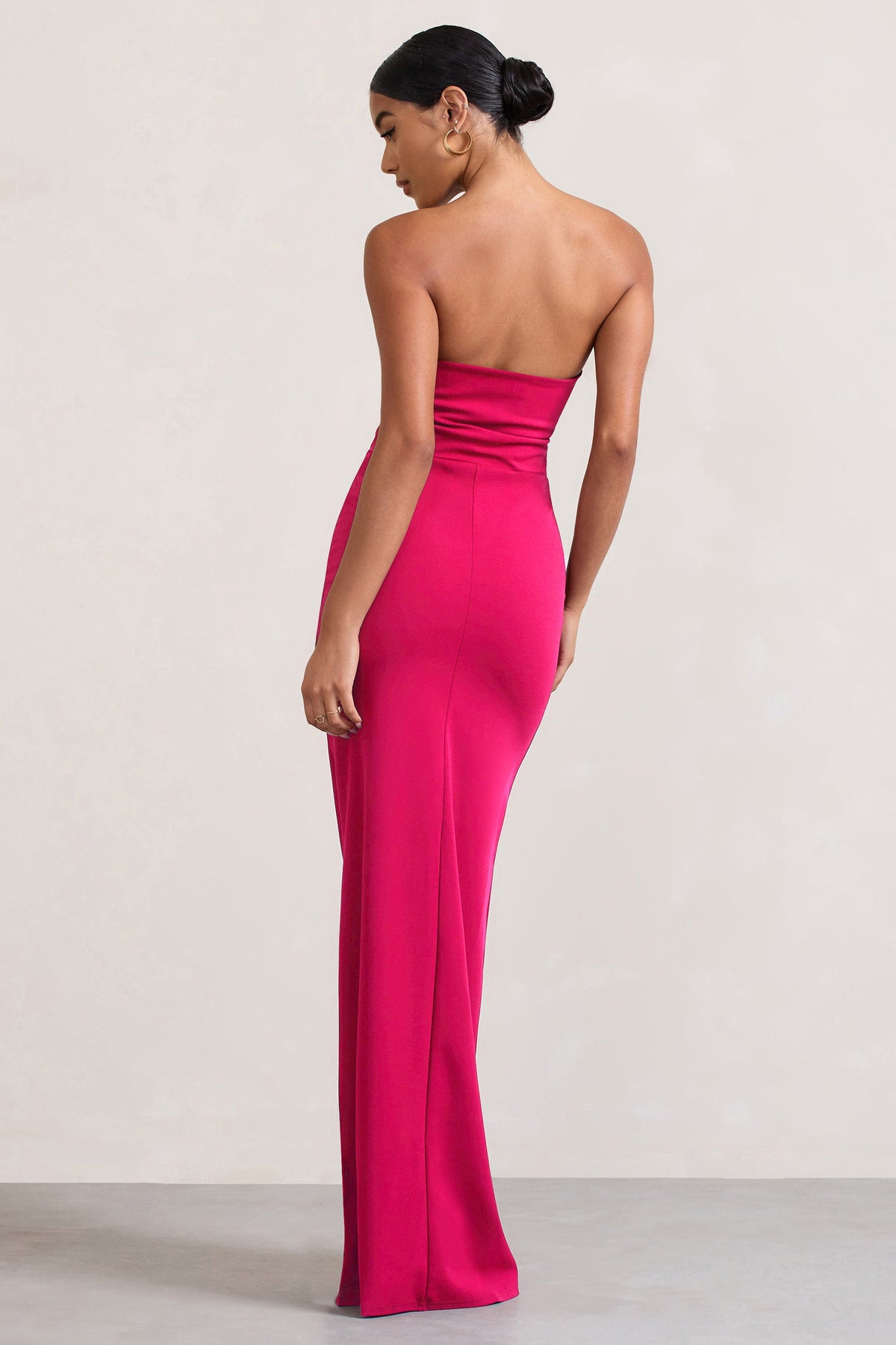 Pink bandeau maxi best sale dress