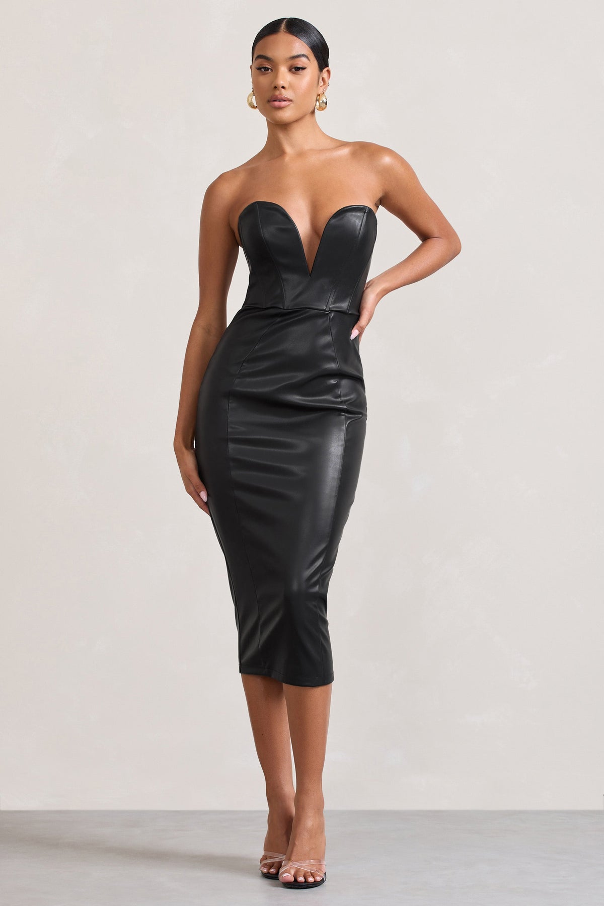 Midi strapless dress clearance