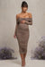 Neva | Mocha Bardot Twist Maternity Midi Dress