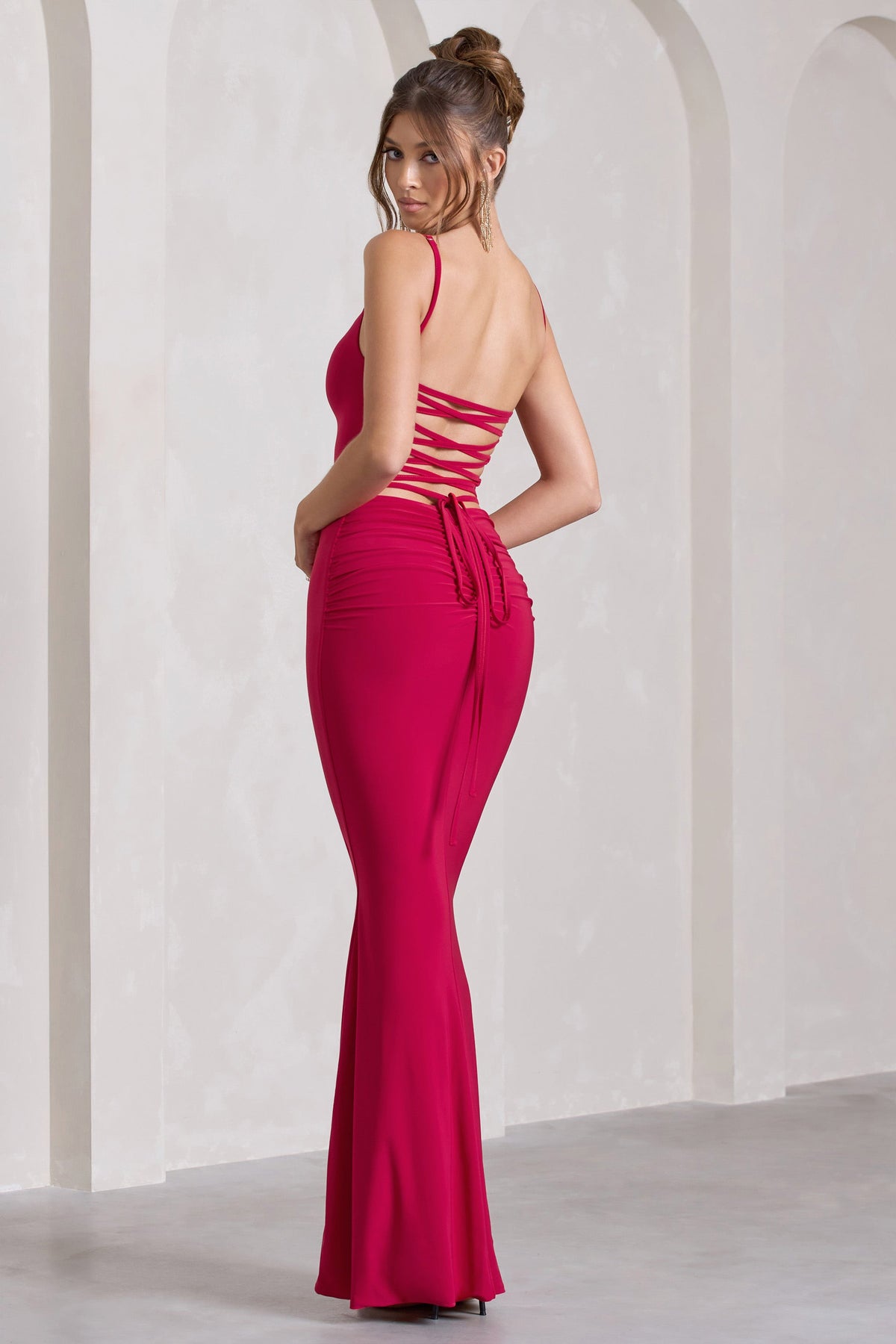 Lace up maxi dress cheap
