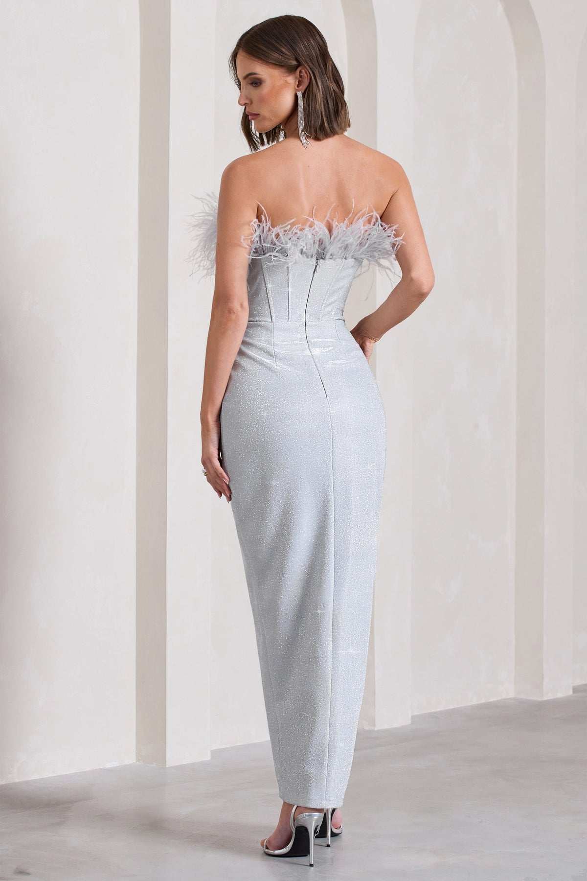 Metallic silver cheap bridesmaid dresses