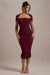 Paxos | Burgundy Ruched Short-Sleeve Midi Dress