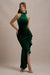 Janiya | Green Velvet High-Neck Ruffled Split Maxi Dress