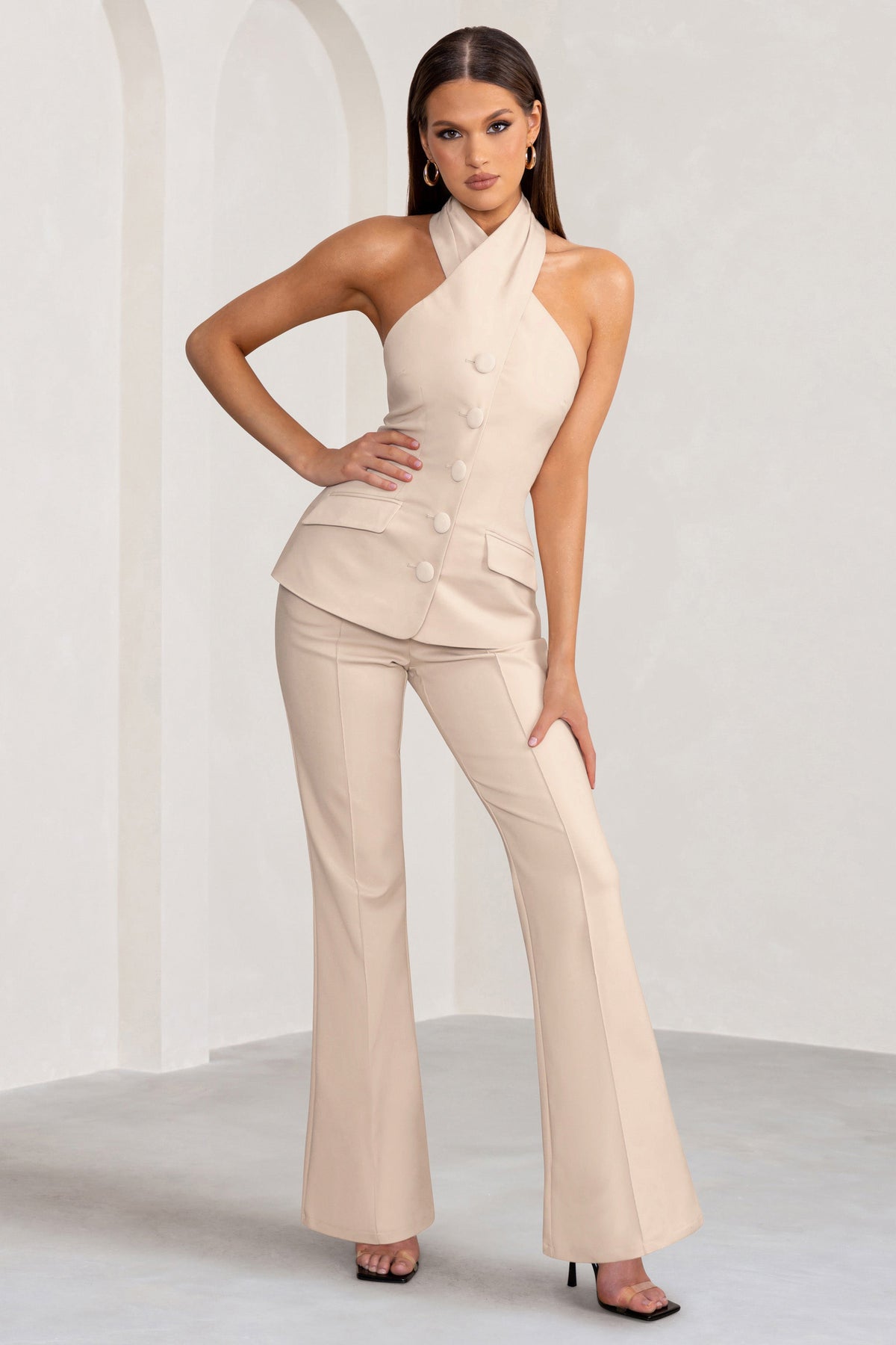 Stone wide leg trousers cheap
