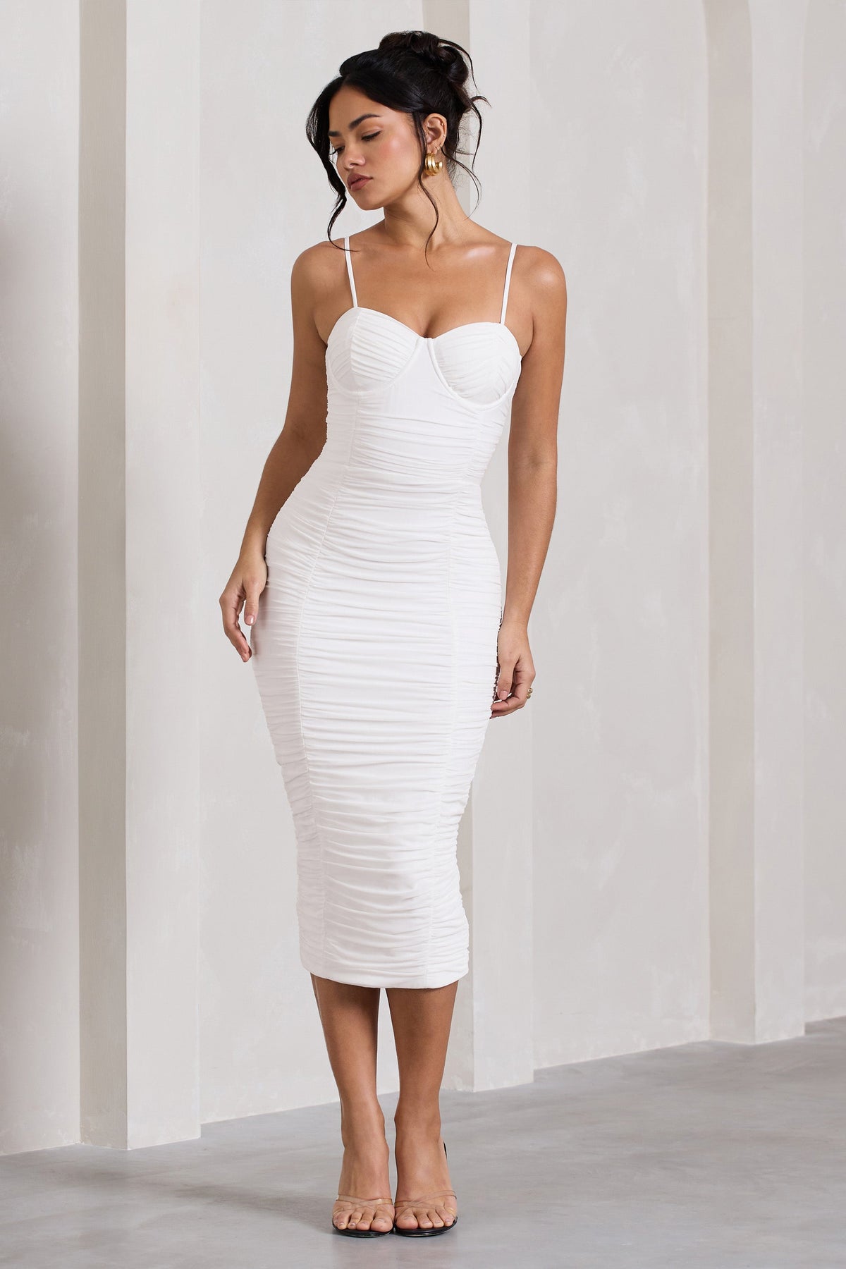 Midi white cocktail sales dress