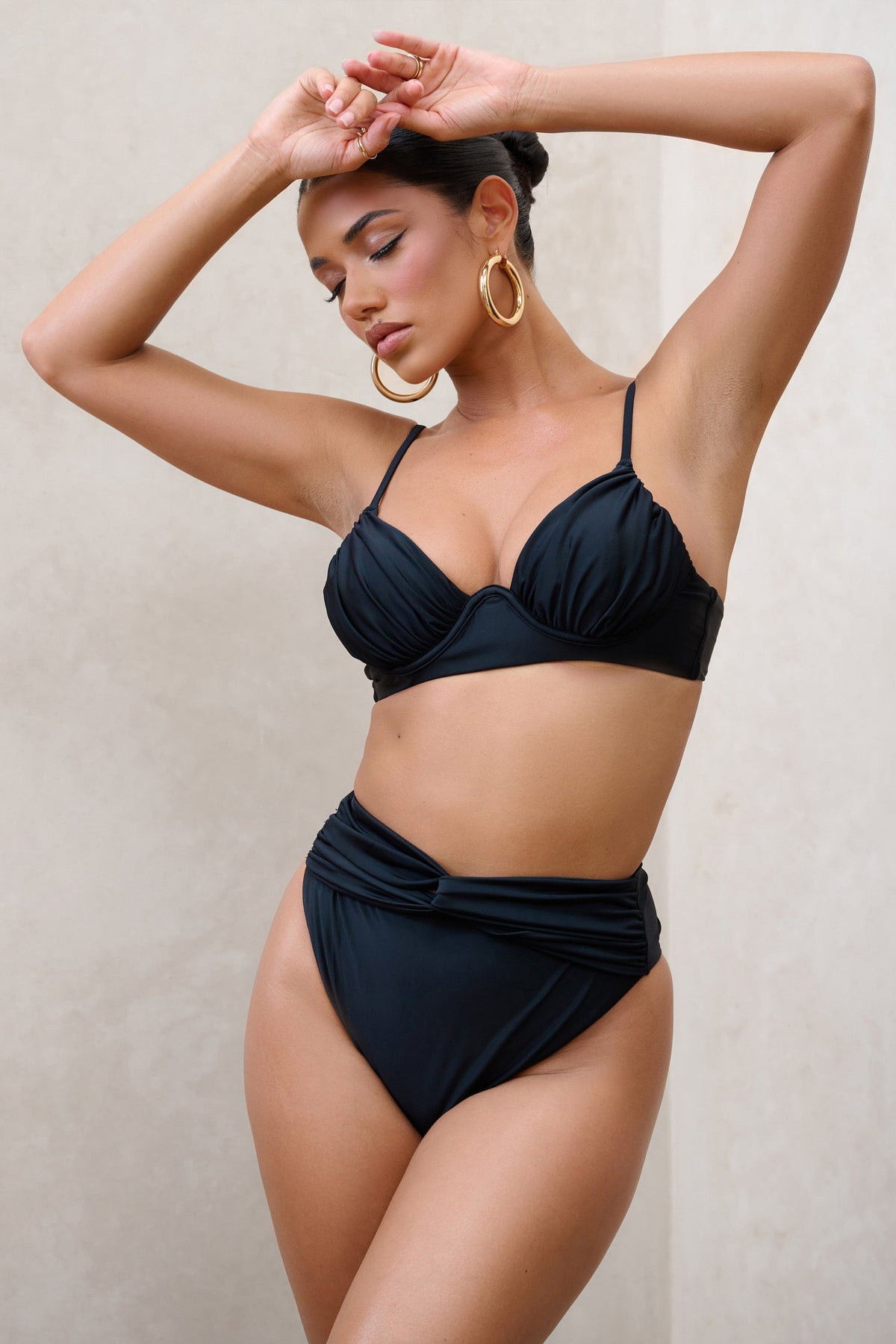 High Tide Black High Waisted Twist Front Bikini Bottoms – Club L London -  IRE