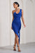 Radiate | Cobalt Asymmetric Ruched Ruffled Mini Dress