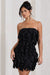 It Girl | Black Bandeau Bodycon Mini Dress With Ruffles