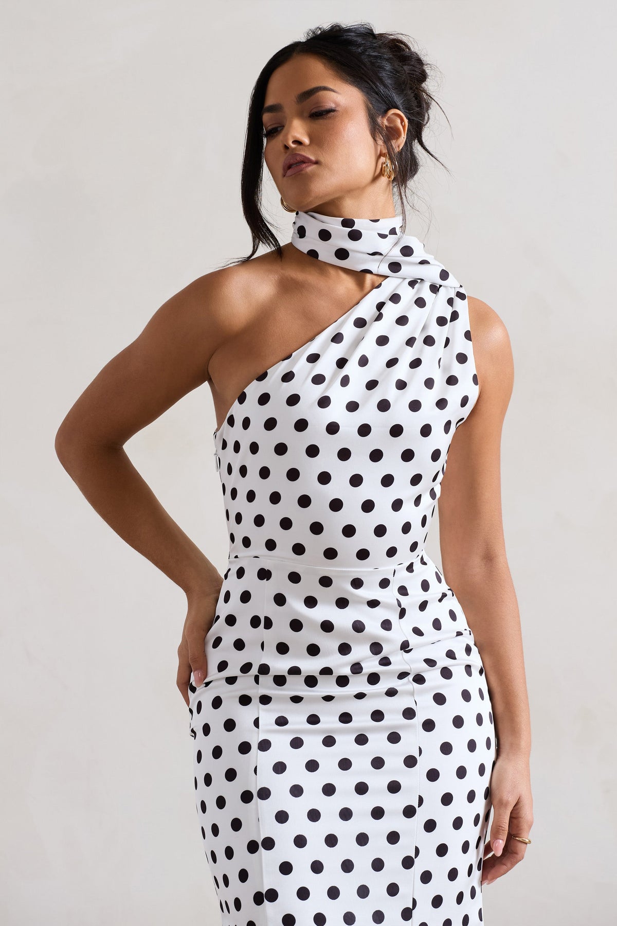 Ladies white polka dot dress clearance