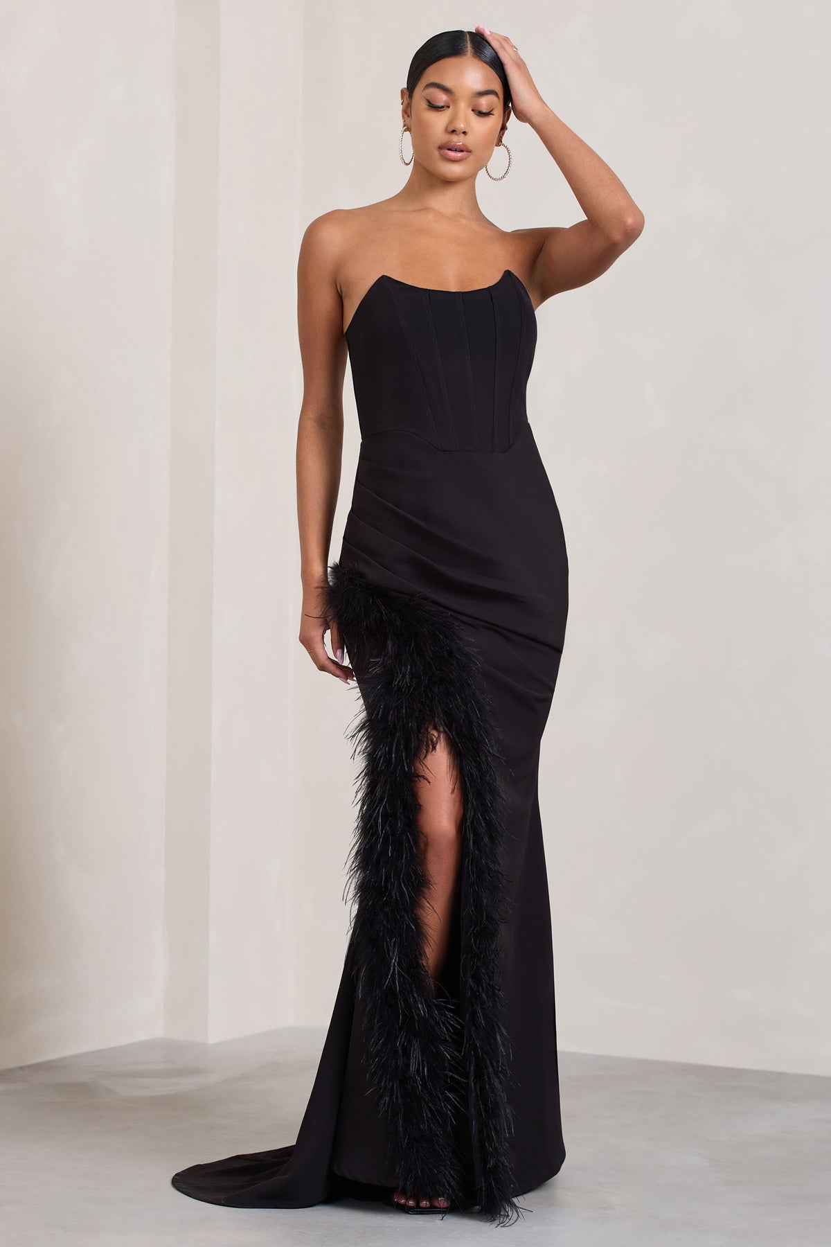 Feather skirt long dress top