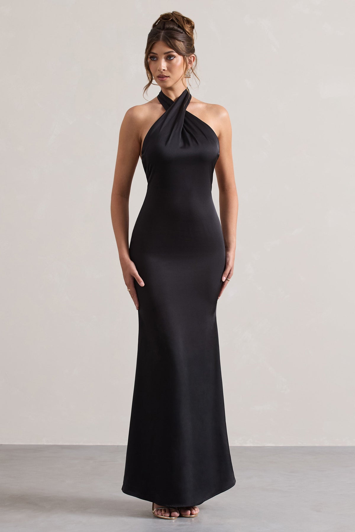 WB_CL129991002-UnbeatableBlackSatinCrossOverHalter-NeckMaxiDress2