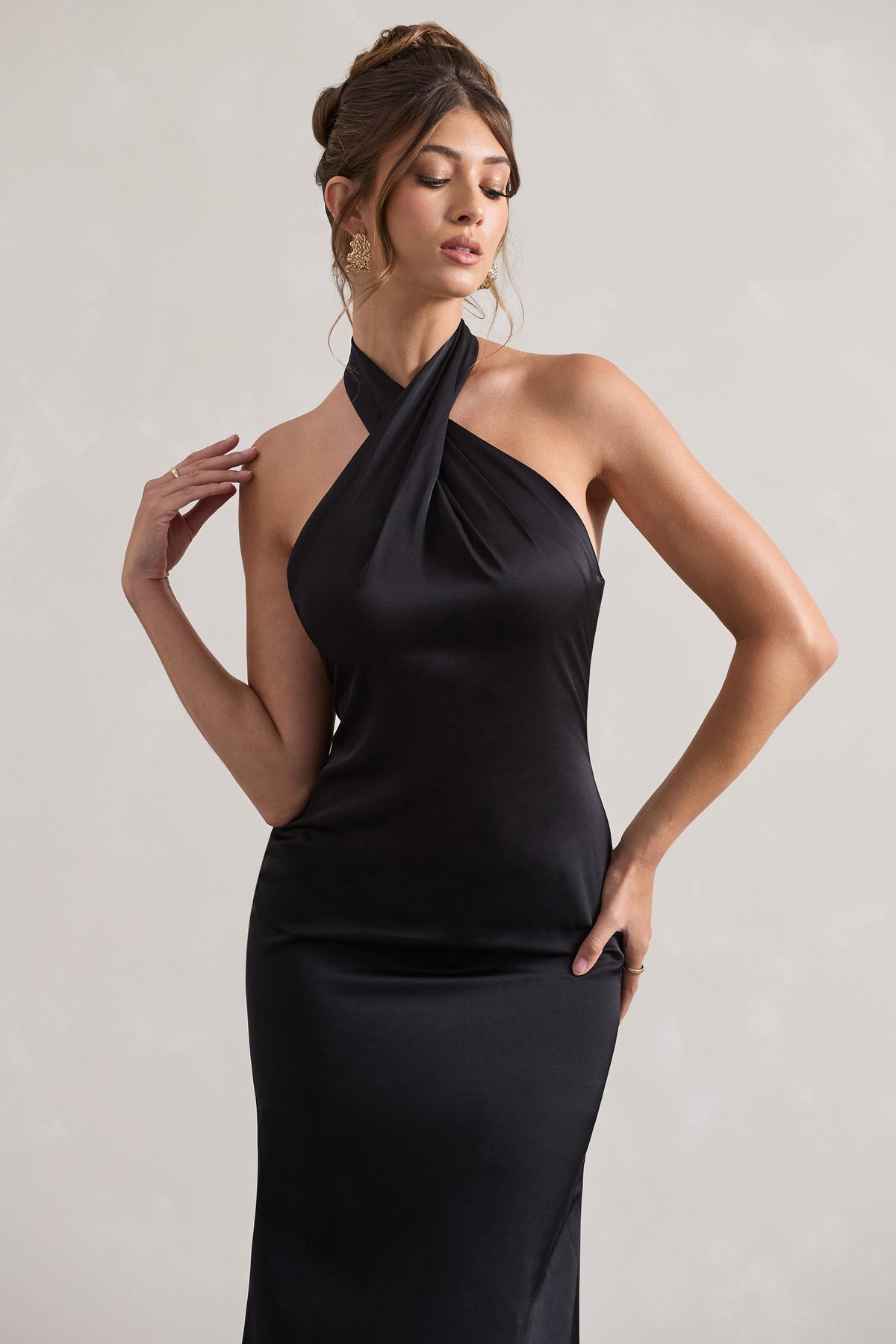 WB_CL129991002-UnbeatableBlackSatinCrossOverHalter-NeckMaxiDress6