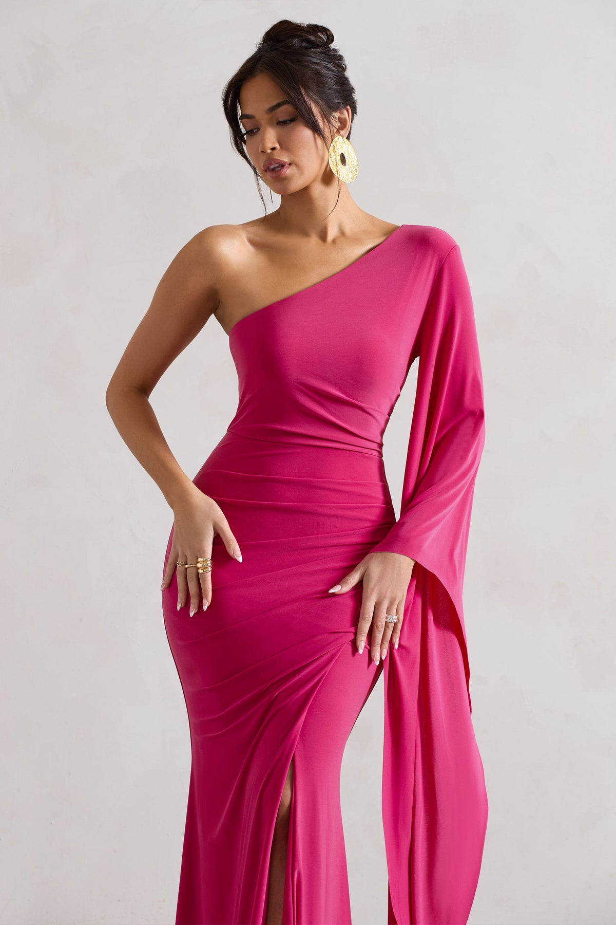 WB_CL131010112-GiadaDarkPinkRuchedAsymmetricMaxiDressWithCapeSleeve6
