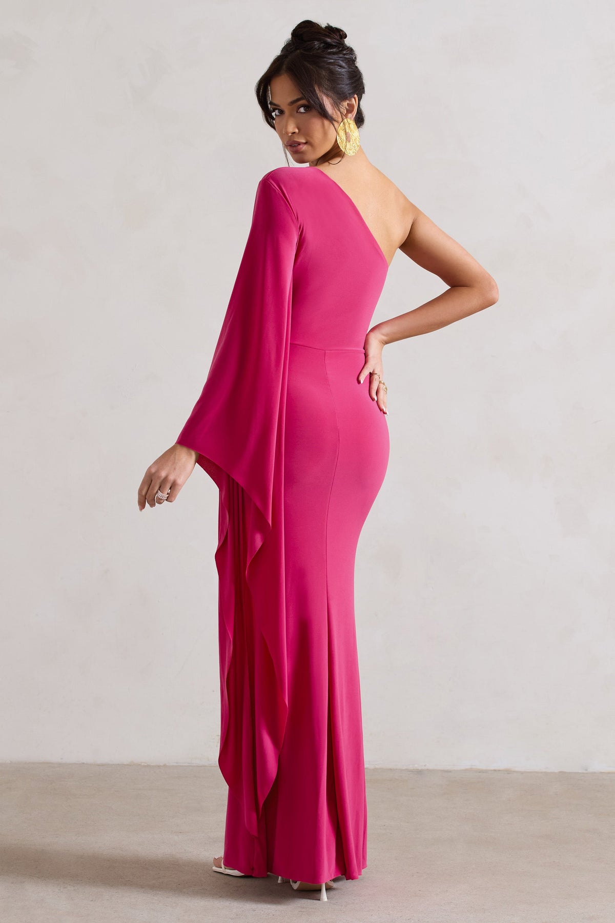 WB_CL131010112-GiadaDarkPinkRuchedAsymmetricMaxiDressWithCapeSleeve8