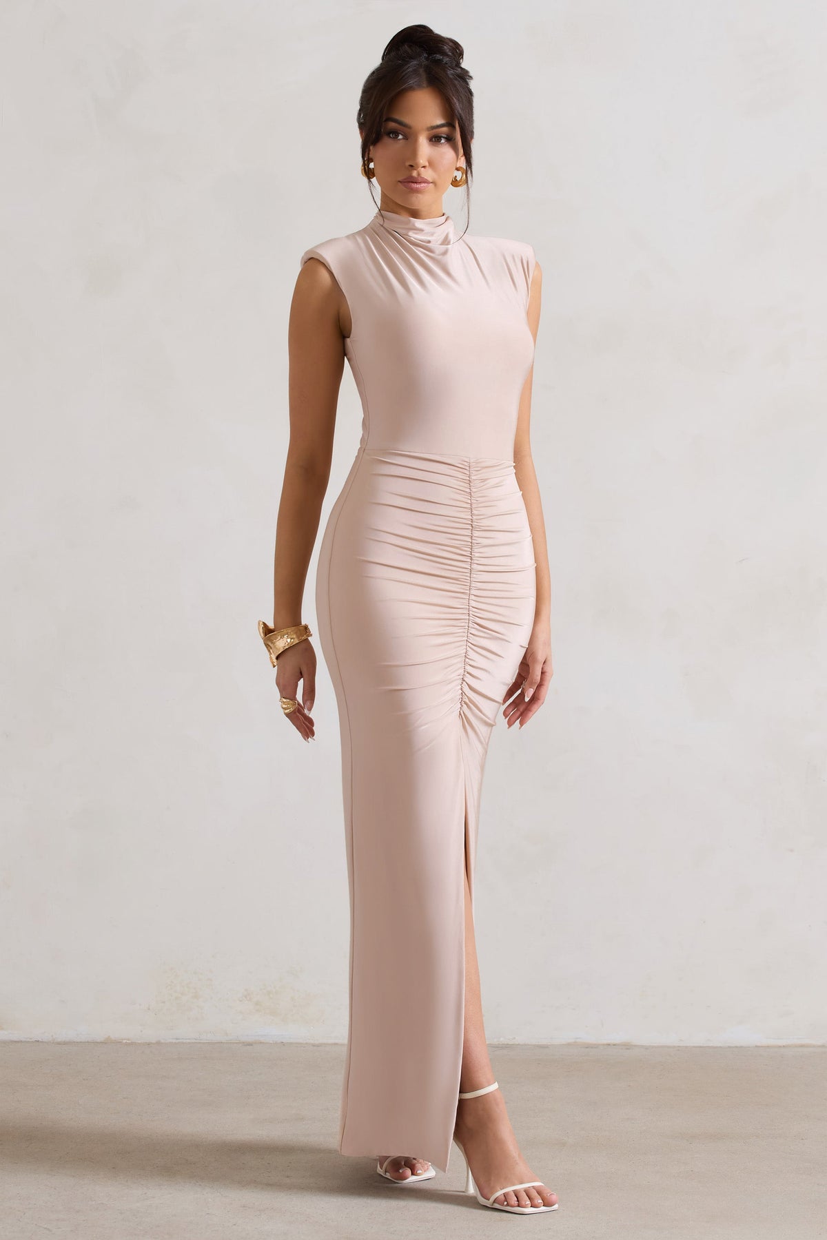 WB_CL131031059-SamiraChampagneRuchedHigh-NeckSplitMaxiDress4
