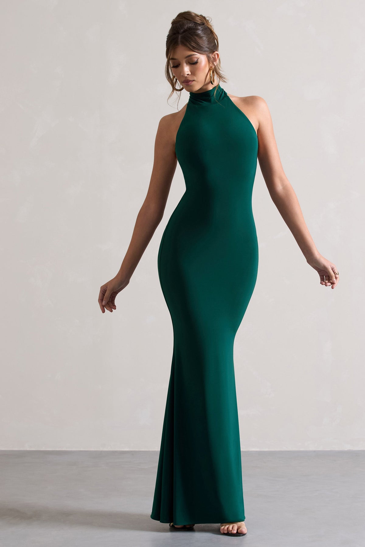 High neck fishtail dress outlet