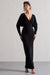 Ruth | Black Draped Plunge-Neck Maxi Dress