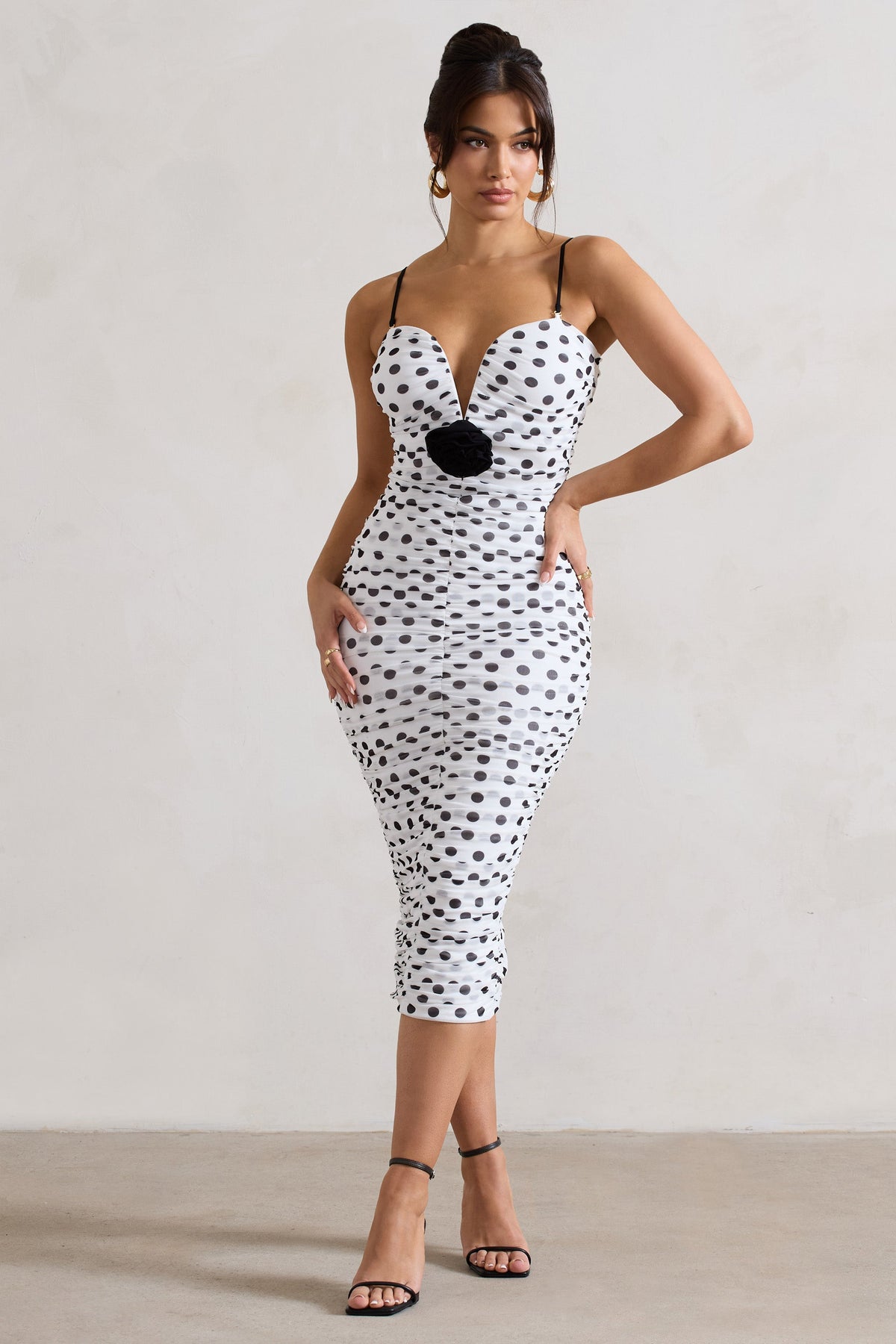 White mesh polka dot dress cheap