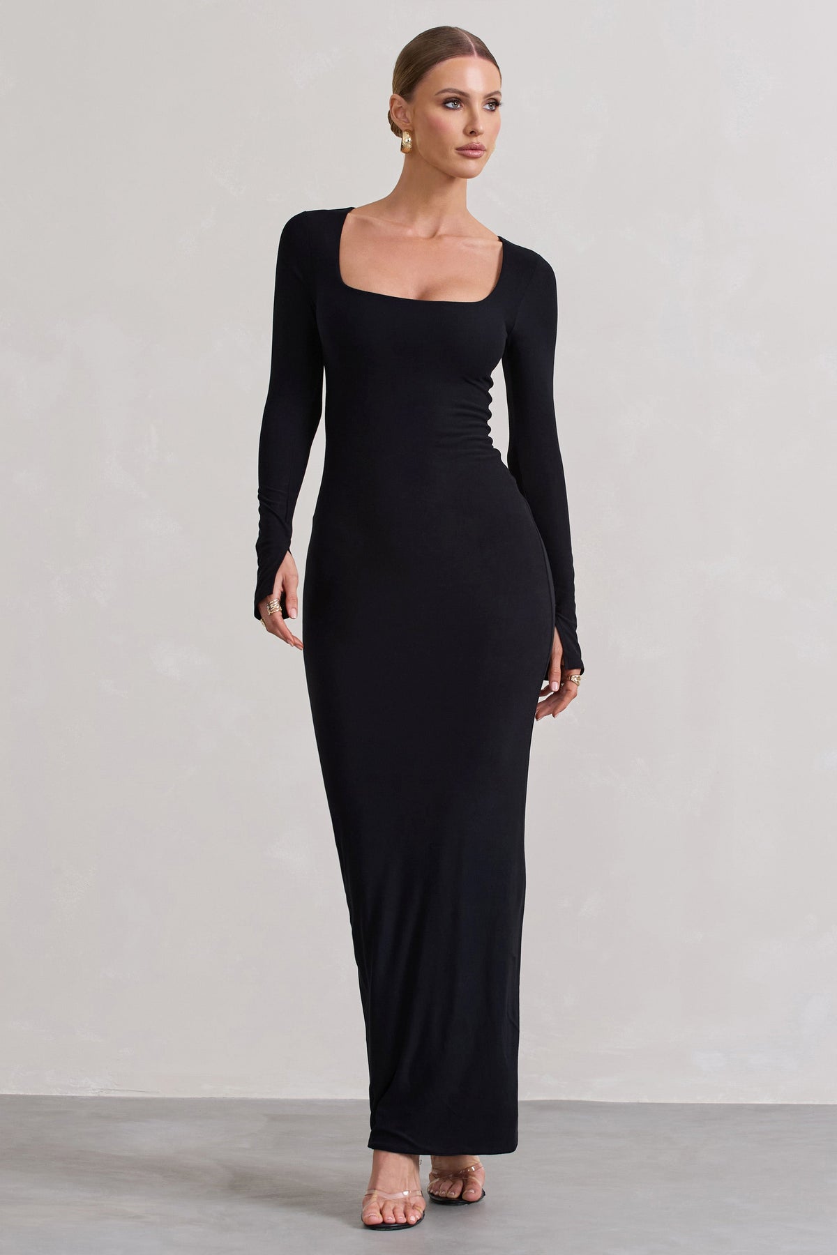 Fitted long sleeve maxi dress deals