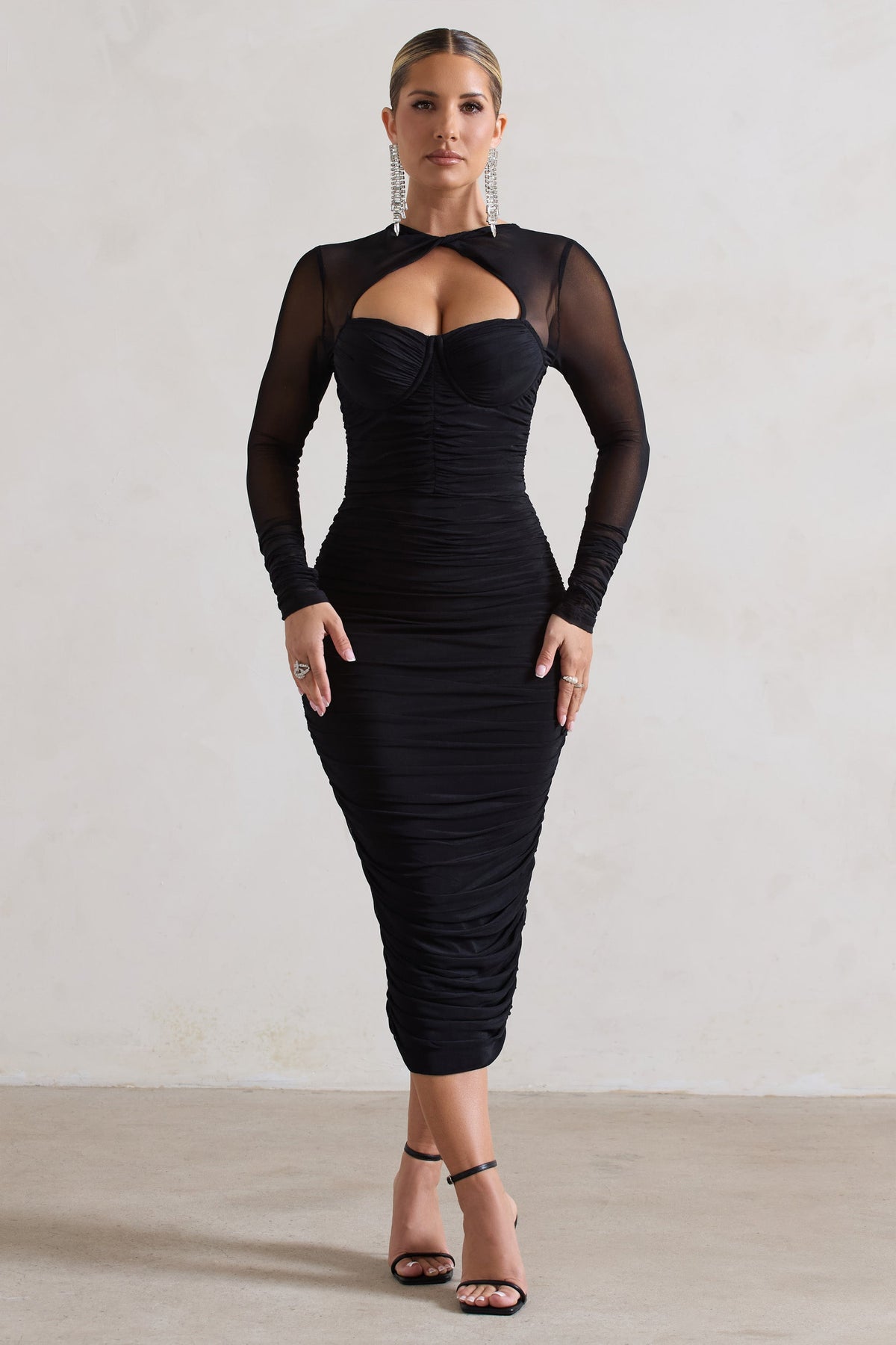 Midi long best sale sleeve cocktail dress