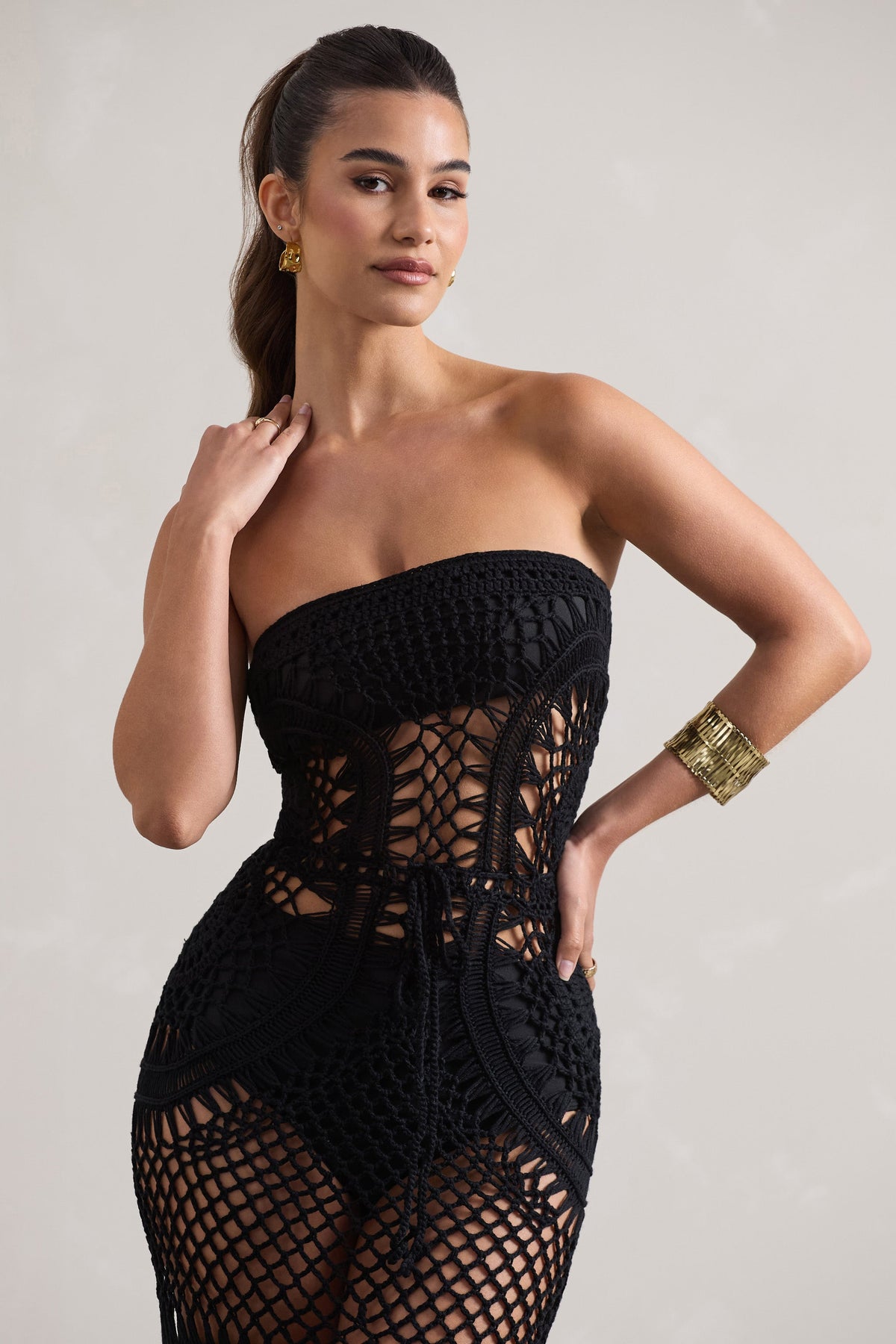 Club l crochet detail maxi dress sales