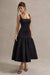Parida | Black Poplin Drop-Waist Midi Dress With Peplum Hem