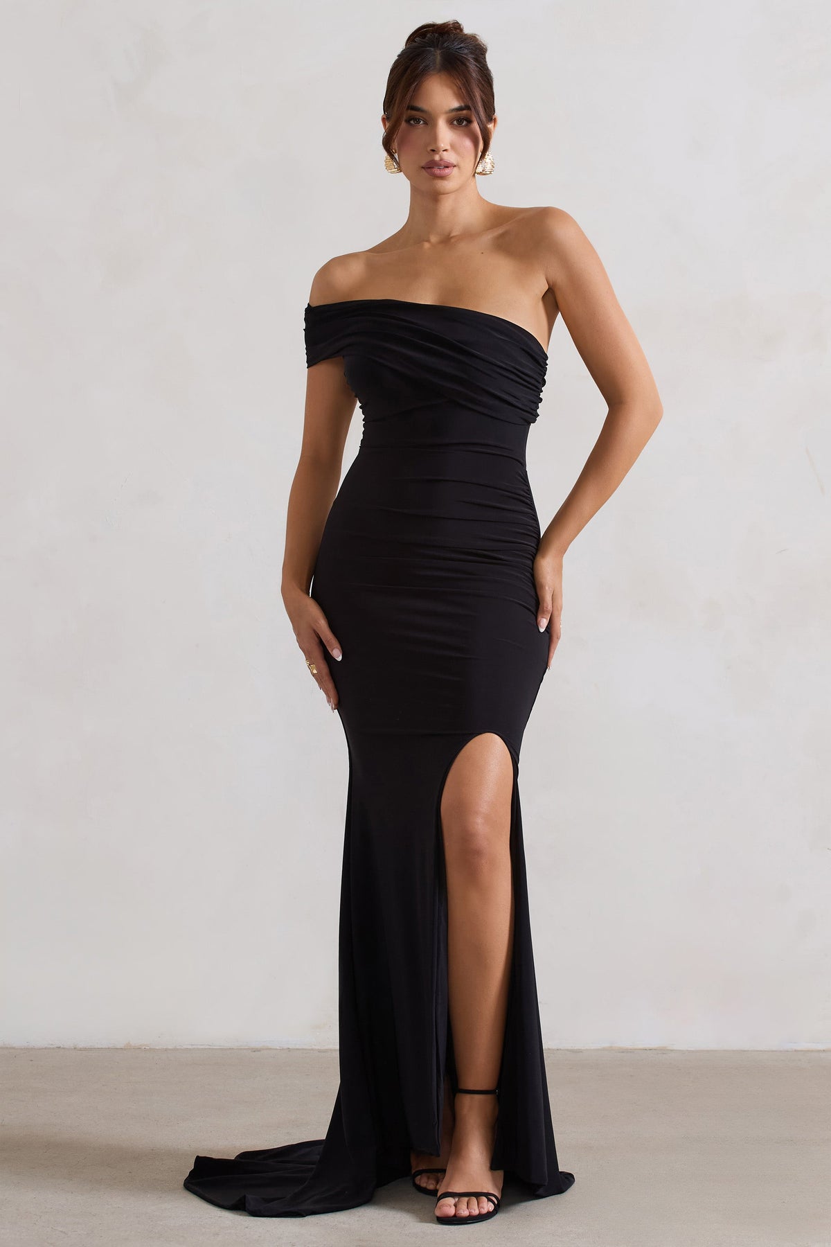 Forever Always Black One Shoulder Fishtail Maxi Dress Club L London IRE