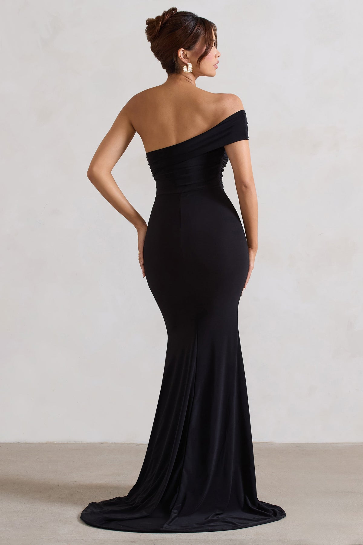 Forever Always Black One Shoulder Fishtail Maxi Dress Club L London IRE