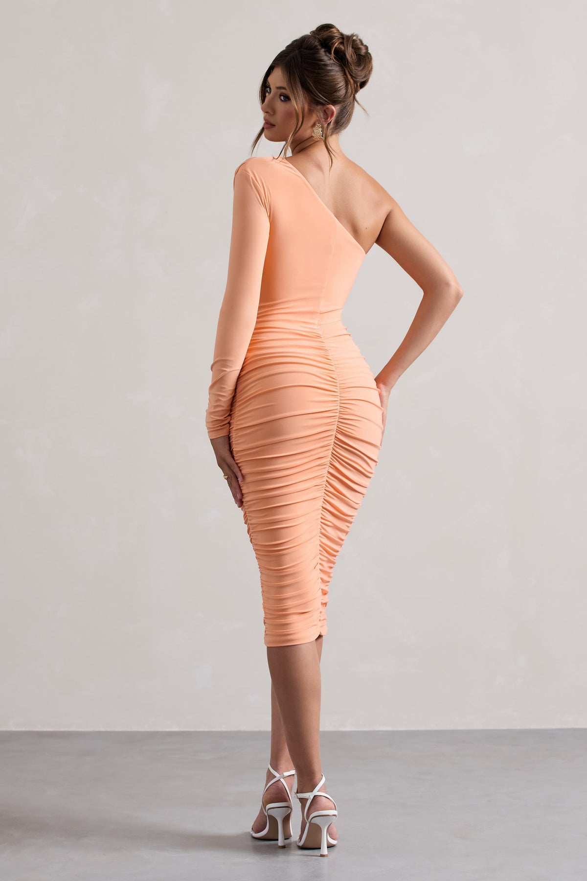 Coral bodycon midi dress top
