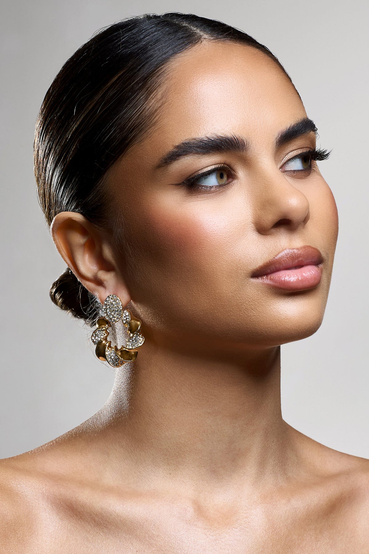 Thelma | Gold Diamante Twisted Drop Earrings