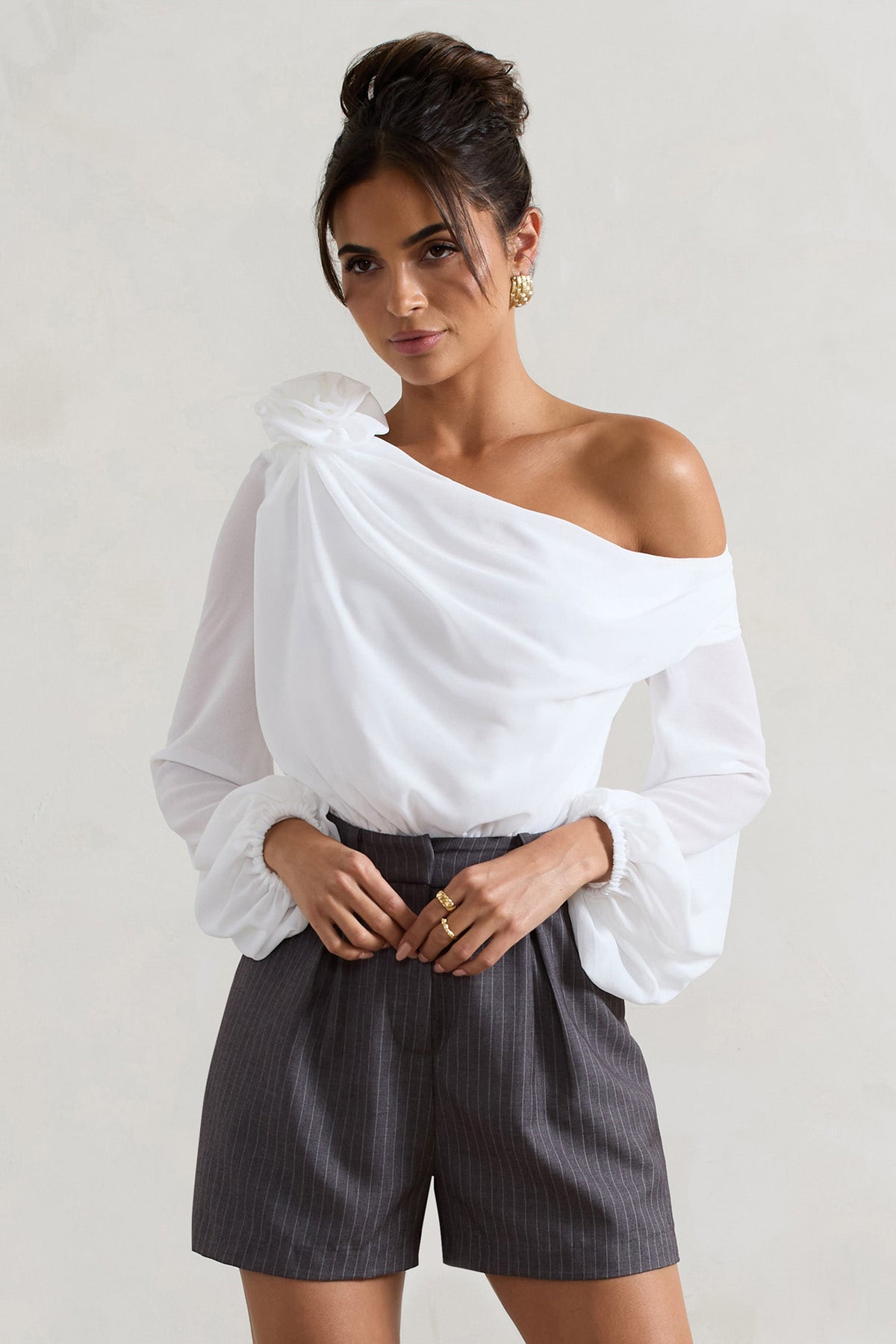 White one sleeve bodysuit discount