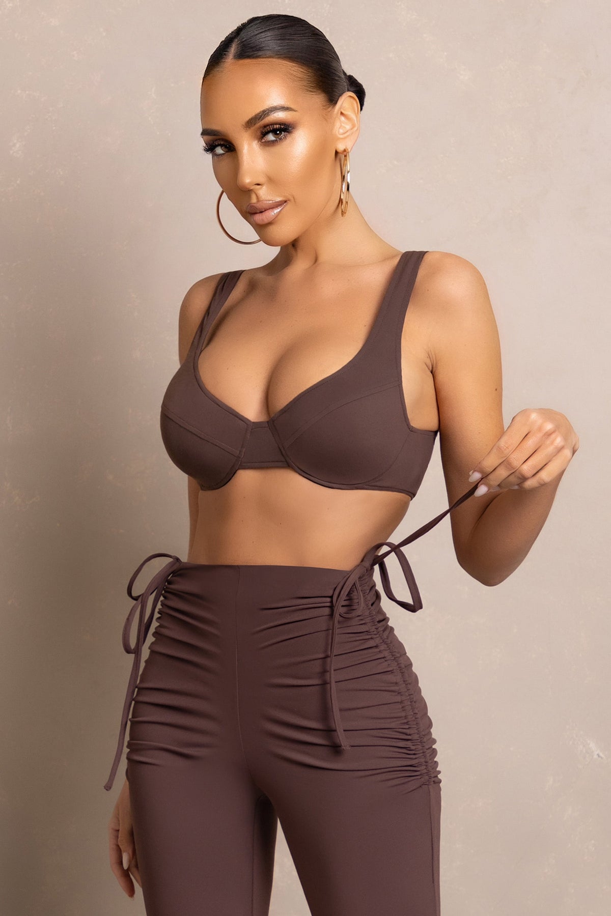 Brown bralette online crop top