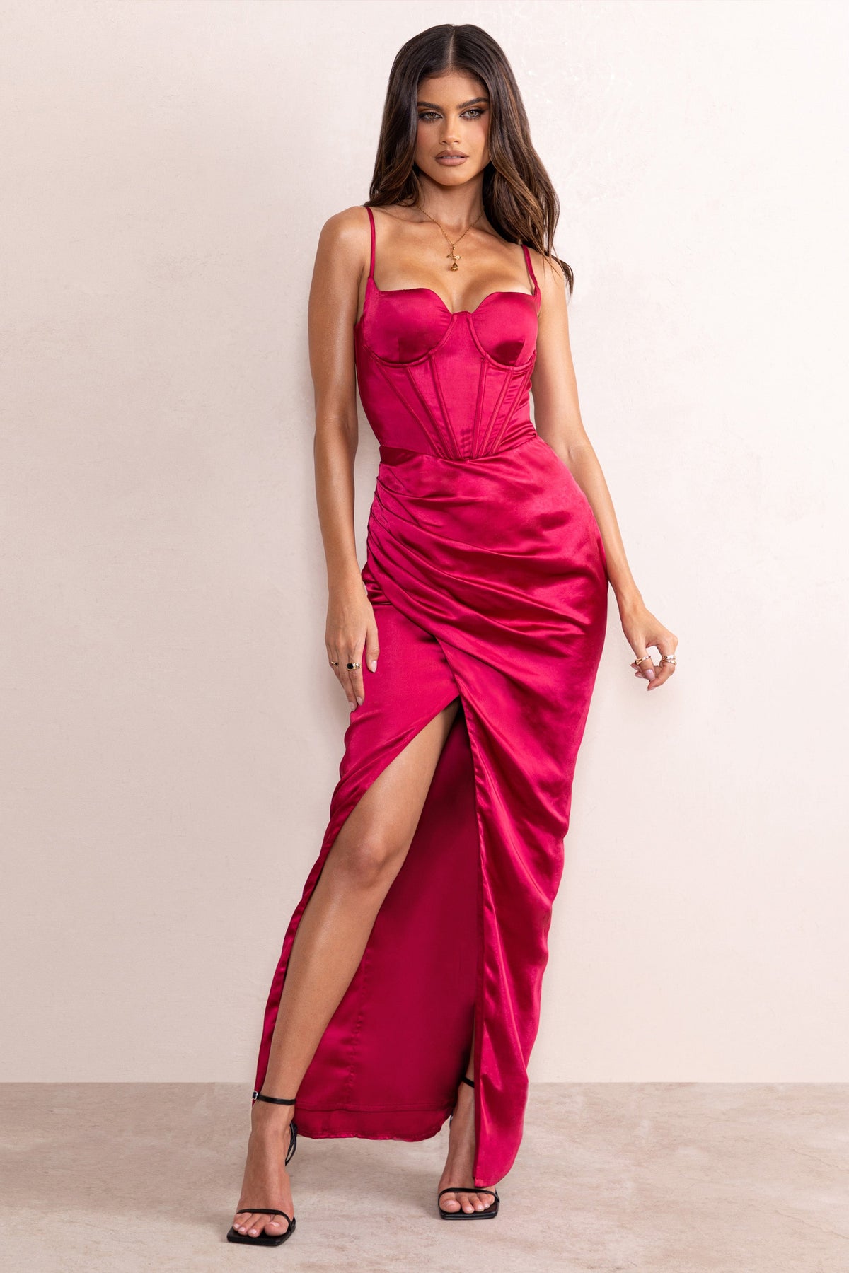 Satin shop cupped dress